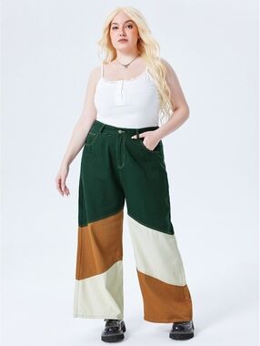 Cider Colorblock Wide Leg Jeans 3XL 100% Cotton NWT